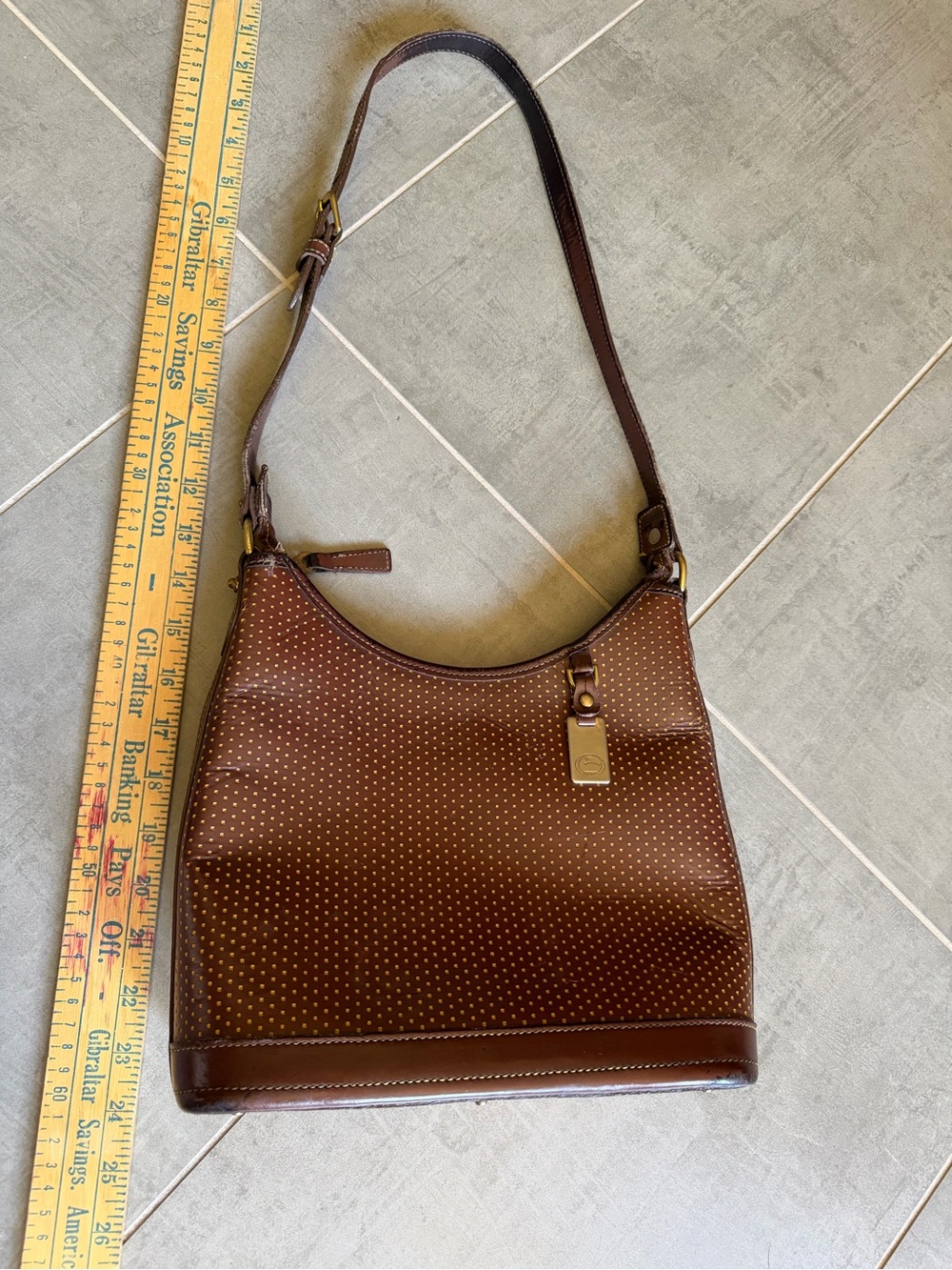 Vintage Dooney & Bourke Perforated Leather Cabrio Shoulder Bag - Picture 5 of 10